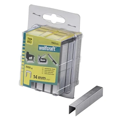 Imagen de wolfcraft Grapa de lomo ancho, acero extra duro, tipo 053 I 7047000 Ideales para fijar telas, tejidos y listones madera delgados