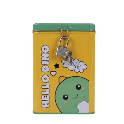 Imagen de I TOTAL® Hucha Divertida con candado y Llave, de Metal Cierre (Hello Dino)