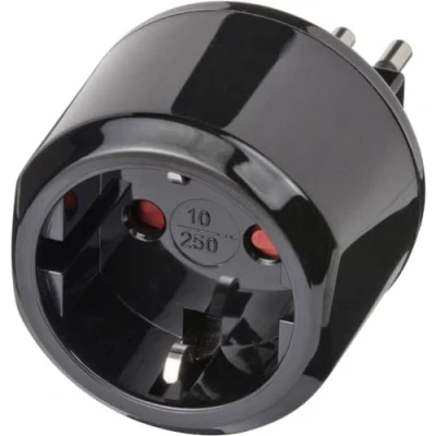 Imagen de Brennenstuhl adaptador de enchufe viaje para enchufar conector tierra en Italia / italiano o euro (adaptador a Italia) negro