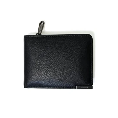 Imagen de Calvin Klein Hombre Cartera Modern Plaque Bifold Half Z/A Pequeña, Negro (Ck Black), Talla Única