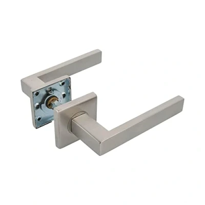 Imagen de Amig Juego de Manillas con Roseta Interior para Puertas Mod. SUKI 54 x mm Cuadradillo 8 Diseño Elegante y Sencillo Acero inoxidable Plateado Mate