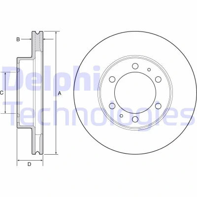 Imagen de DELPHI BG4557 Disco de freno 319 28 6 ventilado aceitado sin procesar cojinete rueda, anillo sensor ABS TOYOTA: HILUX 3 Pick up