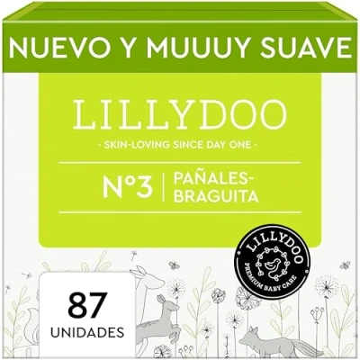 Imagen de Pañales braguita LILLYDOO talla 3 (6 10 kg), caja de medio mes (87 unidades), protección contra fugas, delicados con la piel, suaves, sin perfumes ni lociones, dermatológicamente testados