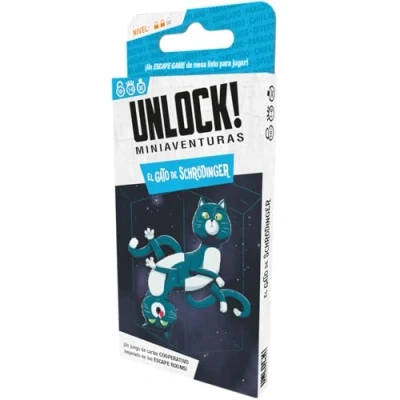 Imagen de Space Cowboys Unlock! Miniaventuras El Gato De Schrödinger Juego Cartas Escape Room a Partir 10 Años 1 6 Jugadores 30 45 Minutos por Partida Español