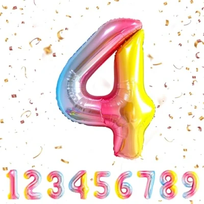 Imagen de Globos de Cumpleãnos 4 Arcoiris,101 CM Globo Numeros Gigantes Grandes Decoracion,Globo Numero 4,Globos Niño Niña Adultos,Vuelan con Helio…