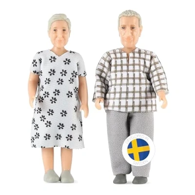 Imagen de LUNDBY Juego de casa muñecas, Nikki Abuelos para niños y niñas, pequeñas Figuras Familia Accesorios 2 muñecas a Partir 3 años