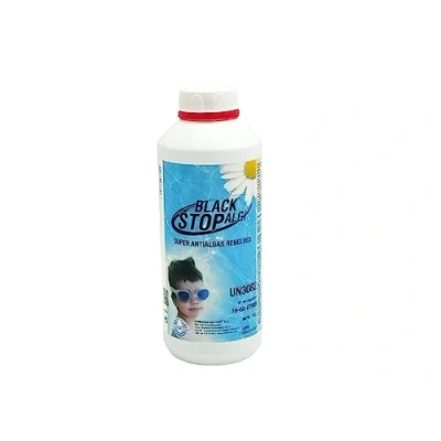 Imagen de BLACK STOP ALGI Súper Antialgas. Exterminador superconcentrado de algas rebeldes. Para brotes enquistados. Botella 1 Lt.