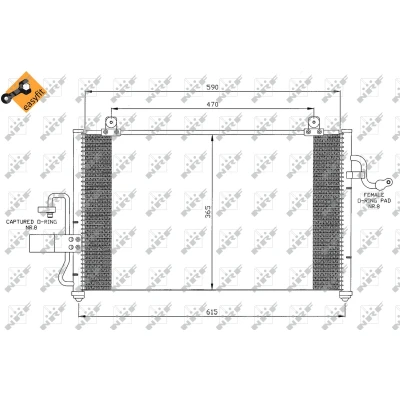 Imagen de NRF EASY FIT 35425 Condensador con junta anular 11,8 Aluminio 590