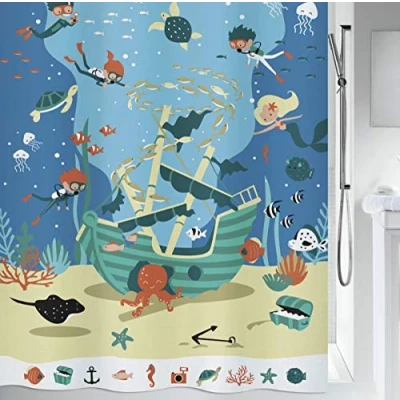 Imagen de Spirella Pirates, 180 x 200, colección, Cortina de Ducha Textil, 100% Polyester, Multicolor