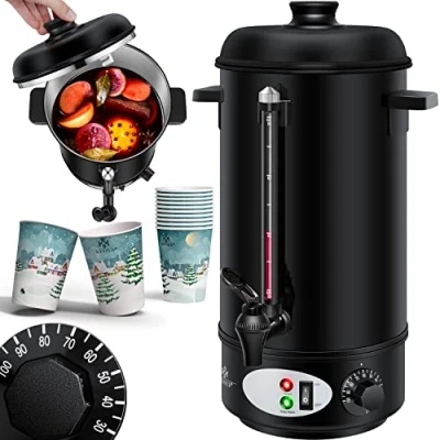 Imagen de KESSER® Hervidor de vino caliente acero inoxidable, máquina bebidas calientes (20 L/Negro)