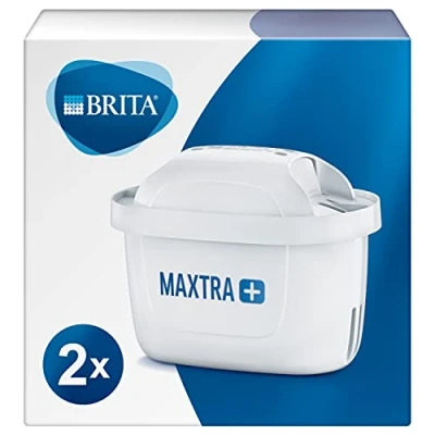 Imagen de BRITA MAXTRA+ Pack 2 cartuchos de filtro agua, compatible con jarras filtrantes que reducen la cal, el cloro y otras sustancias, Color Blanco, Unidad (Paquete 1)