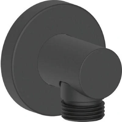 Imagen de Duravit Universal Codo de Conexión a la pared, ducha con tapa redonda, manguera, negro mate