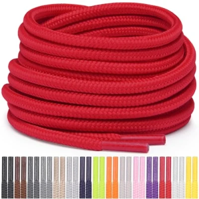 Imagen de Miscly Cordones Redondos para Zapatos, Zapatillas y Botas Disponibles en Múltiples Longitudes Colores (Rojo, 114 cm)