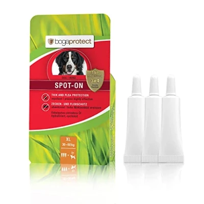 Imagen de bogaprotect UBO0354 Spot ON para perros, producto antigarrapatas, hasta 12 semanas de protección preventiva contra garrapatas y pulgas, principio activo a base plantas