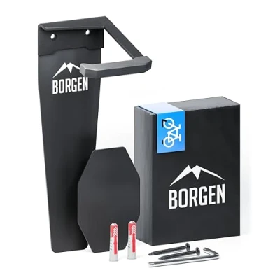 Imagen de Borgen Soporte de Pared para Bicicletas Vertical Negro Mate e Bikes, BTT, Carretera Gancho casa y Garaje Incl. Almohadillas Protectora