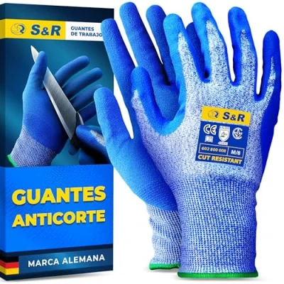 Imagen de S&amp;R Guantes Anticorte Nivel 5 de Trabajo Talla L/9 para Jardinería/Cocina. Tungsteno y Nitrilo