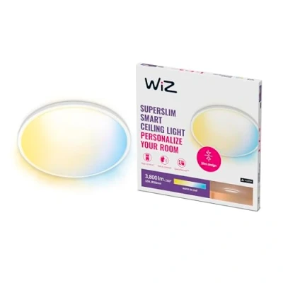 Imagen de WiZ Lámpara de techo Plafón blanco Superslim 32 W luz blanca cálida a fria, marco redondo, Wi Fi Bluetooth, con tecnología SpaceSense y compatible Alexa Google Home