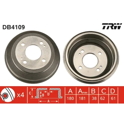 Imagen de TRW DB4109 Tambor de Freno