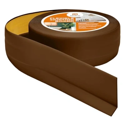 Imagen de Rodapiés Flexible Autoadhesivo 50 mm x 20 Rodapié Plegable para Cocina Baño Cinta de sellado Perfil PVC Estanco Decorativo 5 Metros Marrón Oscuro