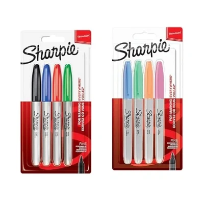 Imagen de Sharpie marcadores permanentes Punta fina para detalles atrevidos Colores estándar surtidos pastel 2x 4