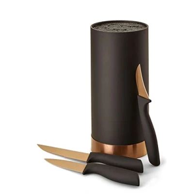 Imagen de ECHTWERK Bloque de cuchillos con inserto cerdas Juego cocina Cuchillo multiusos para pelar acero hoja Edición plateada 4pzas