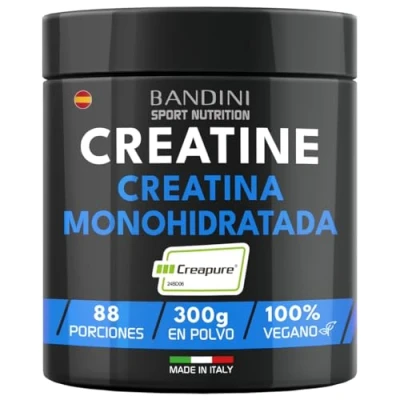 Imagen de Bandini® Creatina Monohidratada en Polvo Calidad de Marca CREAPURE® 100% Micronizada Puro Monohidrato Creatine para el Pre Entreno, Aumentar Masa Muscular, Vegana 300g
