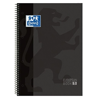 Imagen de Oxford, Cuaderno A4, cuadricula 5x5, tapa extradura, microperforado, libreta A4 Europeanbook 1, color negro