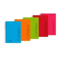 Imagen de Pack 6 Cuadernos Libretas Espiral Tapa Plastico Polipropileno A5 90 gramos 80 Hojas Liso