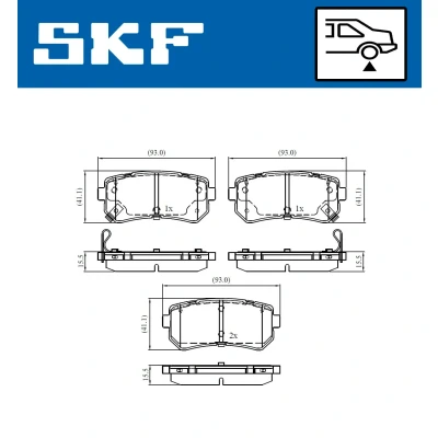Imagen de SKF VKBP 90139 A Juego de pastillas freno con avisador acústico desgaste KIA: Sportage II, cee‘d I Hatchback, Familiar, HYUNDAI: ix35