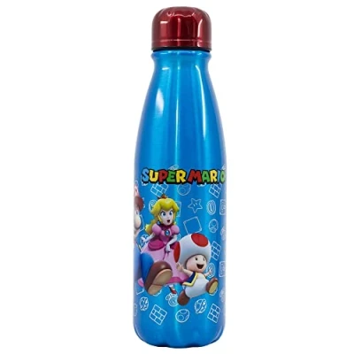 Imagen de Botella de agua reutilizable aluminio infantil 600 ml Super Mario