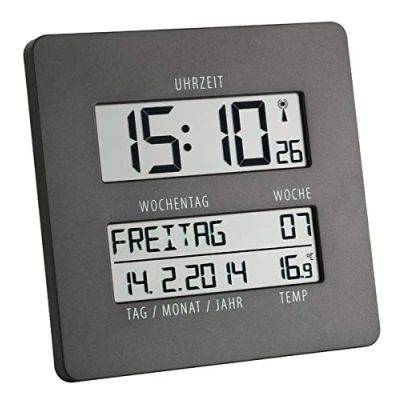 Imagen de TFA Time Line Funk 60.4509 Reloj de Pared con Temperatura (Antracita)