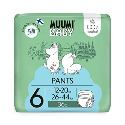 Imagen de pañales de entrenamiento ecológicos Muumi Baby, talla 6, 12 20 KG, 36 braguita premium suaves y agradables para la piel, sin productos químicos innecesarios