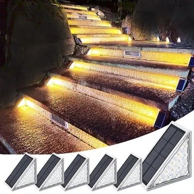 Imagen de Talwei lámparas solares para exteriores, paquete de 6 escaleras, iluminación solar luz súper brillante patio, césped, escalones, entradas