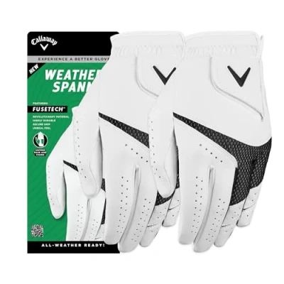 Imagen de Callaway Guantes de Golf Weather Spann 2028 para Hombre, M/L, Blanco (Izquierda)