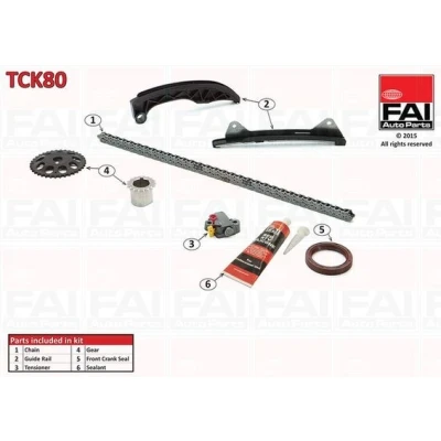 Imagen de FAI AutoParts TCK80 Juego de Cadena distribución con juntas, ruedas dentadas Símplex, pasadores TOYOTA: Yaris II Hatchback