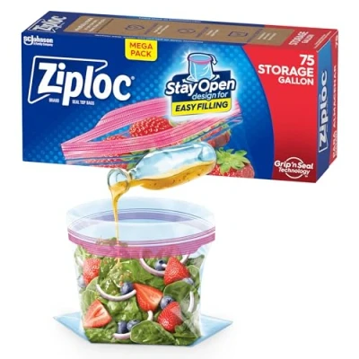 Imagen de Ziploc Storage Bags Gallon, 75 Count by