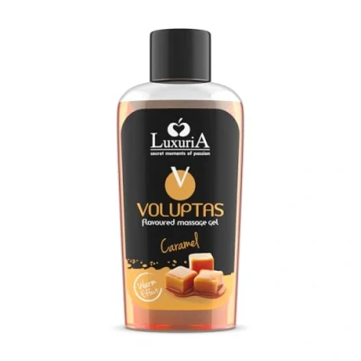 Imagen de INTIMATELINE Voluptas Caramel Gel de Masaje Comestible, Estimulante con Efecto Cálido para Todo el Cuerpo, Acción Hidratante y Suavizante, Sabor Caramelo, 100ml
