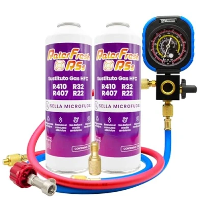 Imagen de Gas Refrigerante Ralerfresh RS Sustituto de R410, R32, R407 y R22 Recarga Organico para Aire Acondicionado Split Ecologico Eficiente Rapida (2 Botellas RSs + Man RF31)