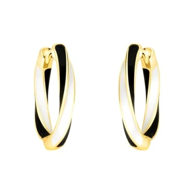 Imagen de SOFIA MILANI Pendientes para Mujeres en Plata de Ley 925 Chapados Oro Creole Esmalte Blanco y Negro E3002