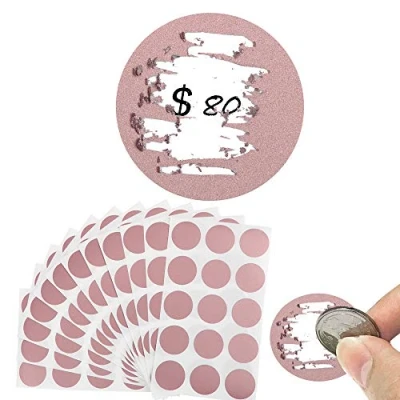 Imagen de VINFUTUR 180pcs Pegatinas Rasca Tarjeta Redondo Etiquetas Adhesiva Scratch Sticker Oro Rosa 25mm(12 hojas)