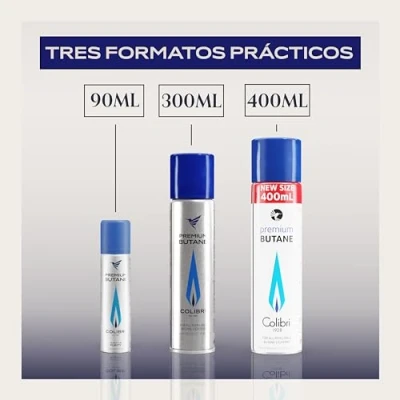 Imagen de Colibri Botella pequeña Gas Butano de altísima Puro para recargar encendedores y mecheros (90ml)