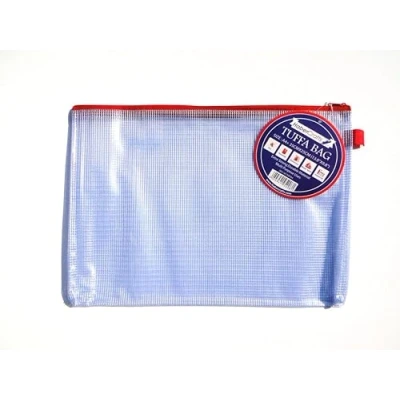 Imagen de A5 Tuff Bag Cartera con cremallera de plástico transparente cremallera, estuche para lápices archivos, resistente al agua, bolsas malla reforzadas (compatible 1 paquete)