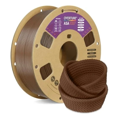 Imagen de OVERTURE ASA Filamento 1kg Para Impresora 3D 1.75mm, Resistente al Calor y a la Intemperie, Precisión Dimensional +/ 0.02mm(Marrón)