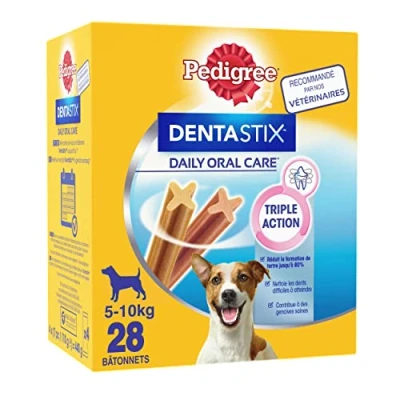 Imagen de Pedigree Dentastix Friandises pour Petit Chien, 112 bâtonnets à mâcher l&#039;hygiène bucco dentaire (16 sachets de 7 Sticks)