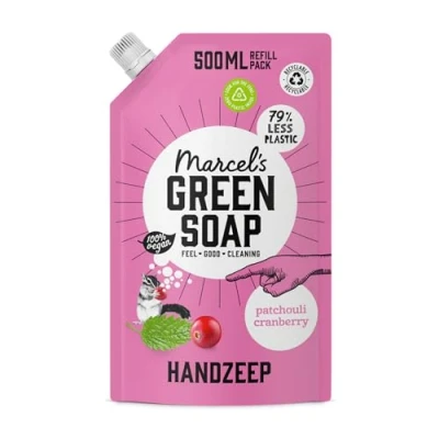 Imagen de Marcel&#039;s Green Soap Recambio de jabón manos pachulí y arándano para dispensador lavado 100% ecológico vegano 97% biodegradable 500 ml