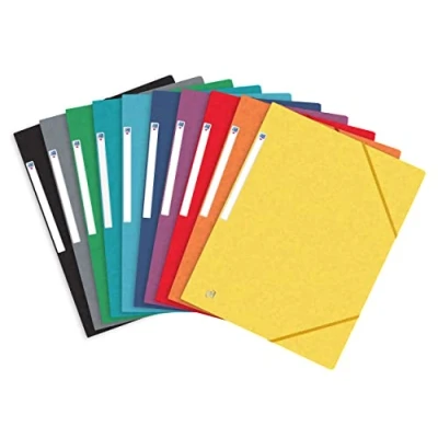 Imagen de Oxford Top File, Carpetas A4 con Goma Elástica y 3 Solapas. Colores VIVOS Surtidos. Pack 10