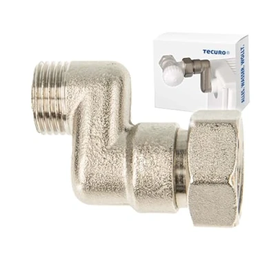 Imagen de tecuro Conector S para radiador, compensación de altura 20 mm, con Eurokonus x AG, 3/4 pulgadas 1/2 pulgadas, latón niquelado, AGS