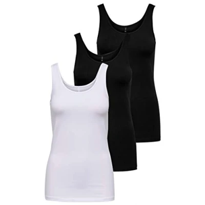 Imagen de ONLY Onllive Love Noos Camiseta de Tirantes para Mujer, Blanco/Negro (1 x White/2 Black), M