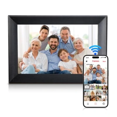 Imagen de Moman Marco de Fotos Digital WF11T, 10.1 Pulgadas WiFi Memoria 32GB para Compartir al Instante Montable en la Pared Regalo Familia Amigos Cumpleaños, Foto
