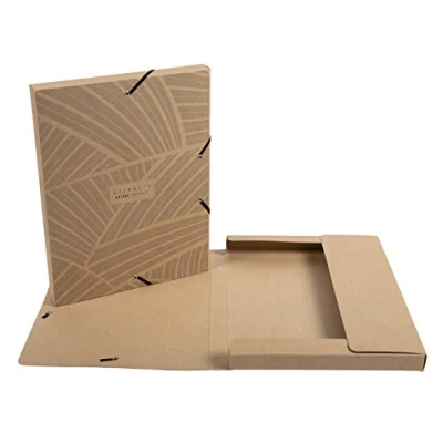 Imagen de Exacompta 59247E Eterneco Caja archivadora con goma elástica dorsal de 2,5 cm, gama en cartulina recubierta aceite vegetal para una verdadera resistencia al agua, sin plástico, diseño aleatorio